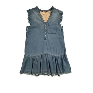 Anthropologie Denim Blue Ruffle Hem Dress